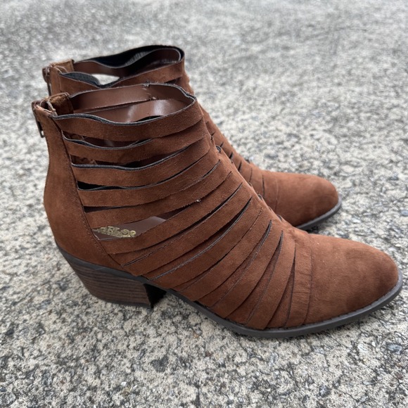 Carlos by Carlos Santana Vanna Women's 10 M Rust Brown Strappy Cut Out Booties - Picture 4 of 11